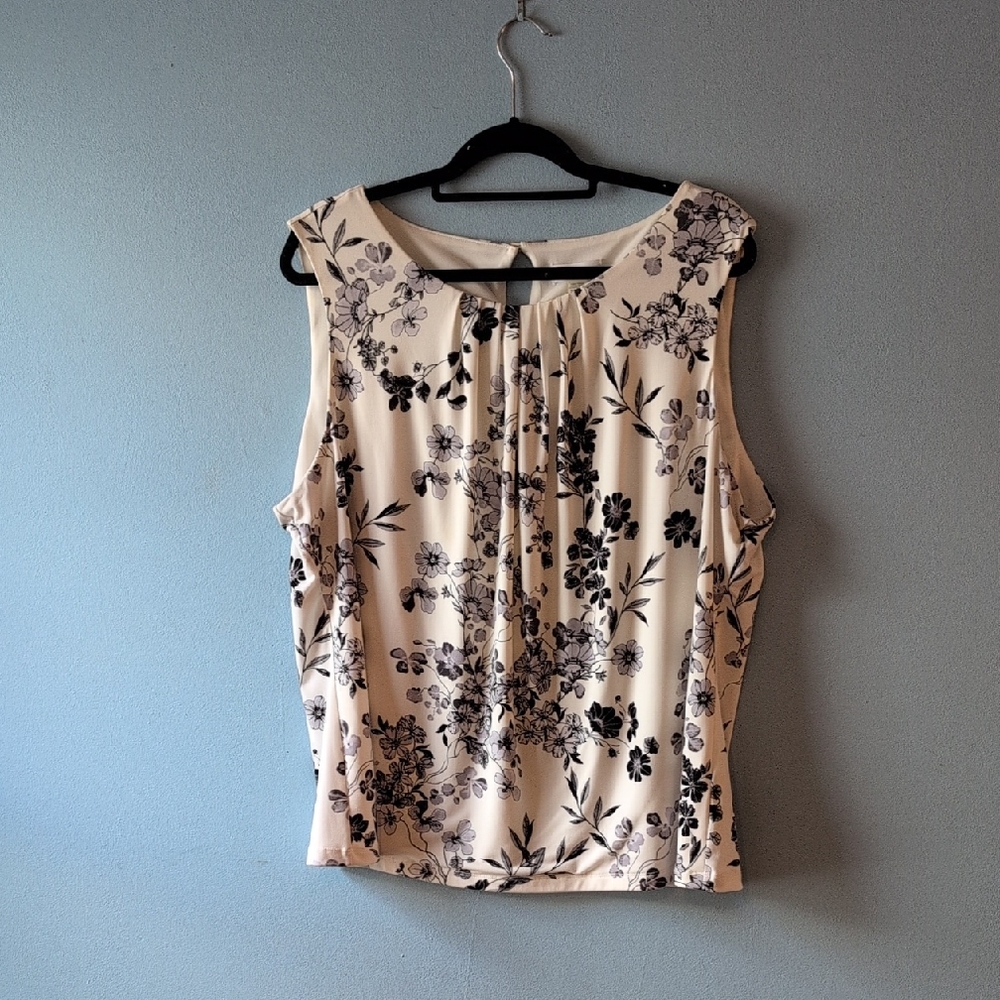 Calvin Klein Black Floral Blouse - Cream